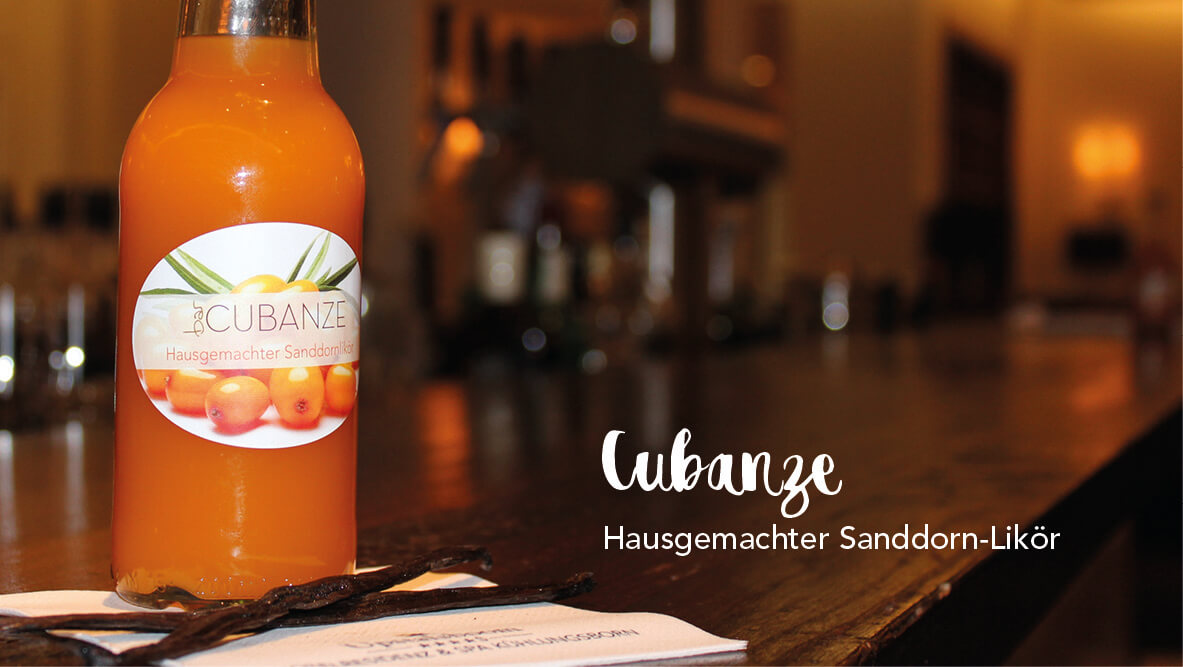 Hausgemachter Sanddorn-Likör „Cubanze“